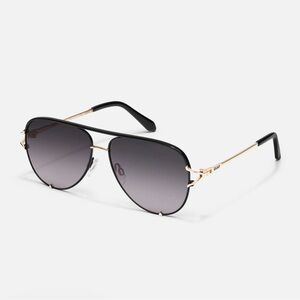 Quay Australia Black and Gold Aviator Sunglasses